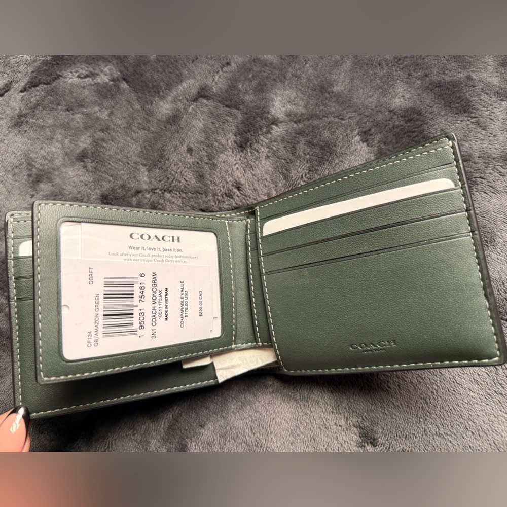 Coach 3-in-1 Two Piece Monogram Print Mens Wallet Card Holder - Picture 4 of 4